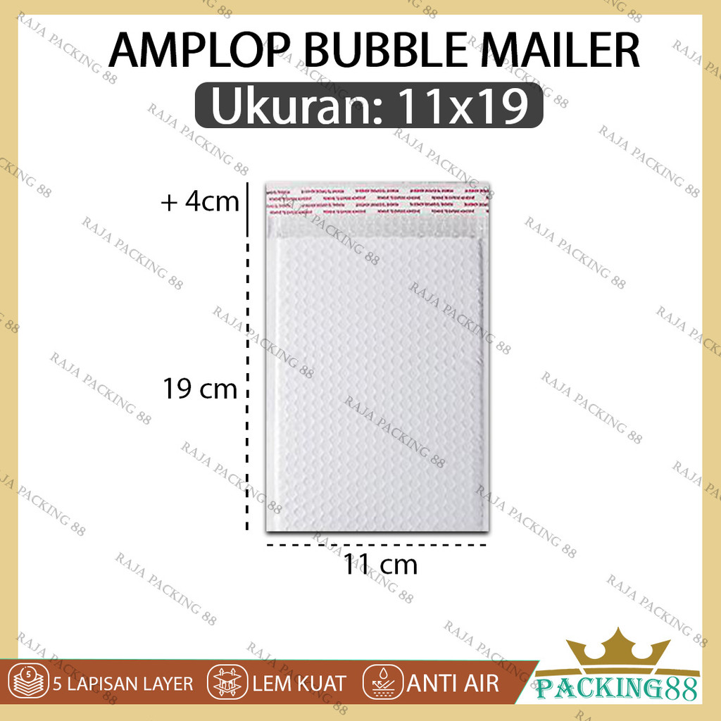 

Kantong Plastik Packing Bubble Mailer 11X19 Amplop Polymailer 5 Lapis Putih WHITE Bungkus Paket Usaha Online Shop Premium