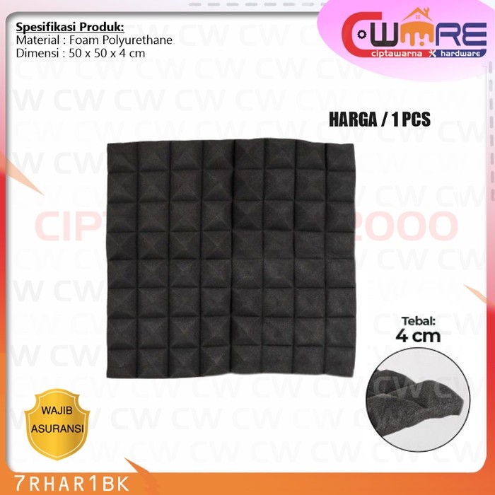 Peredam Suara Dinding Ruangan Studio Foam Busa Pyramid 50x50x4cm - BDB CwNs CwH2