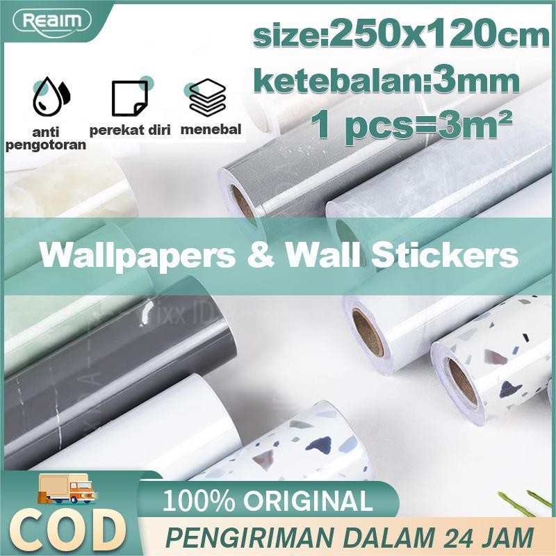 AY77 Wallpaper dinding Vinyl Marble /Termurah Wallpaper Vinyl Roll size：( per 1 roll )120 x 244cm*3m