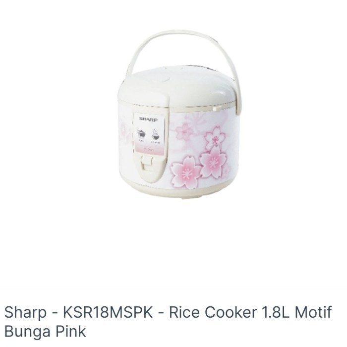 SHARP KSR18MSPK Rice Cooker 1.8L Magic Com Motif Bunga KS-R18 MS Pink