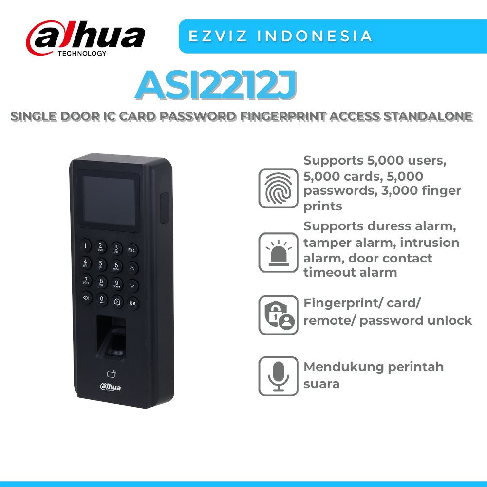 DAHUA ASI2212J SINGLE DOOR IC CARD PASSWORD FINGERPRINT ACCESS STANDALONE