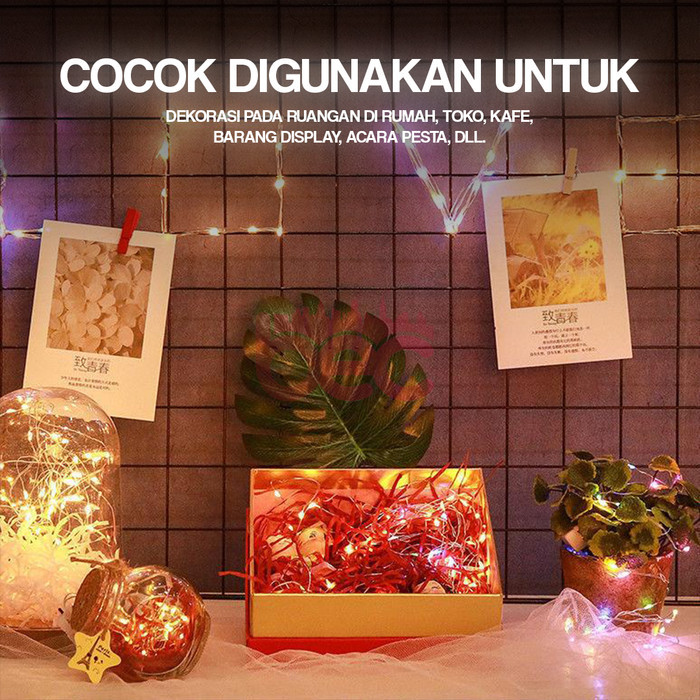 LAMPU HIAS TUMBLR KAWAT LED DEKORASI BONEKA BOBA BALON BUNGA - Warm White