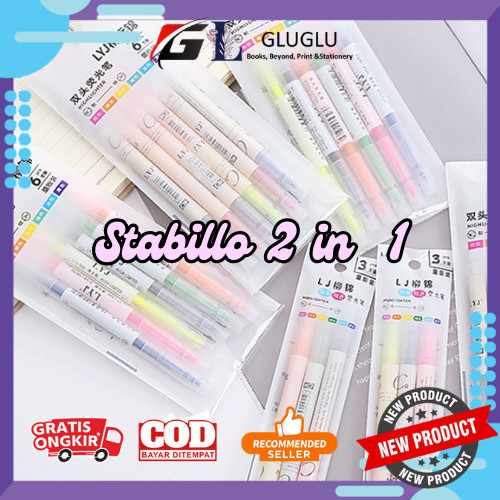

GLUGLU HIGHLIGHTER STABILO WARNA 2 SISI 2IN1 STABILO PANJANG WARNA