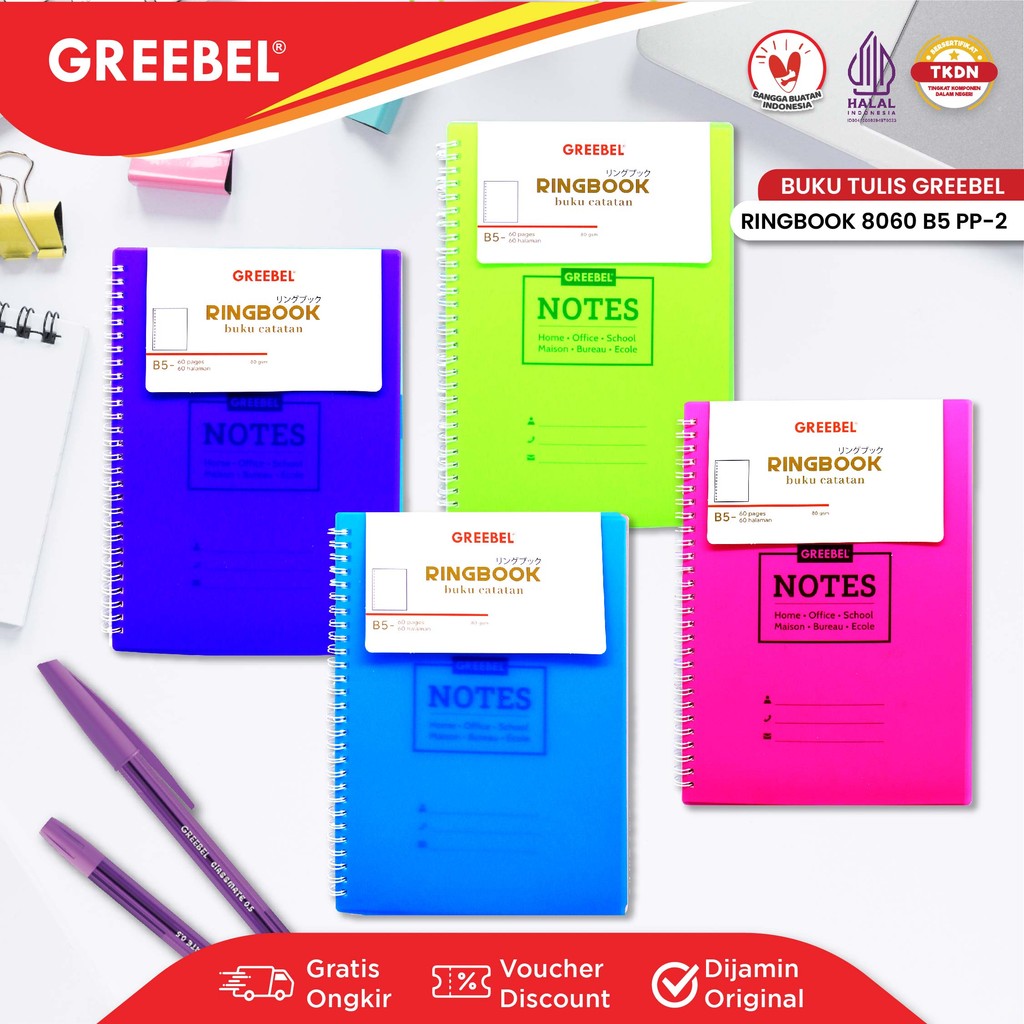 

GREEBEL RINGBOOK 8060 B5 PP-2 / Agenda Planner Lucu unik / Buku Catatan Spiral Ring book isi 64 halaman