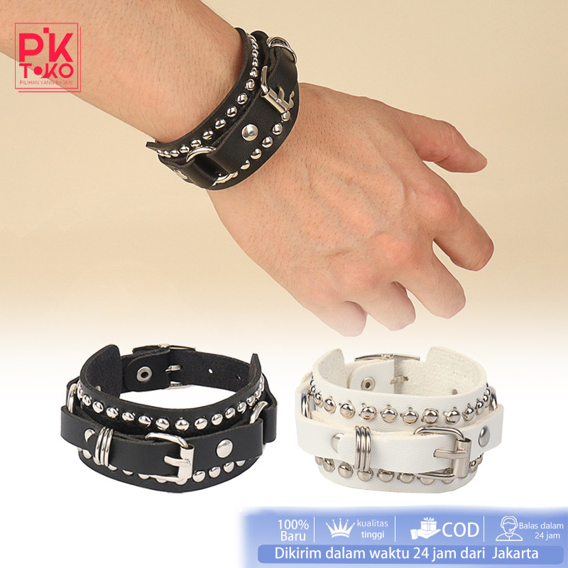 Gelang Punk Rock Rock Metal Gothic Item Gelang Kulit Punk Gelang Duri Punk Aksesoris Fashion Show