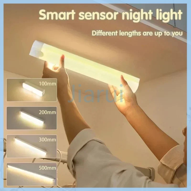 Jiarui Strip LED lampu sensor tubuh manusia/lampu malam sensor gerak magnetik/lampu koridor lemari d