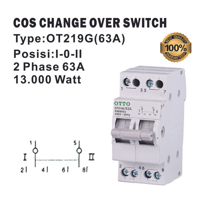 Ohm Saklar / COS Change Over Switch  Model MCB Din Rail 2Phase 63A