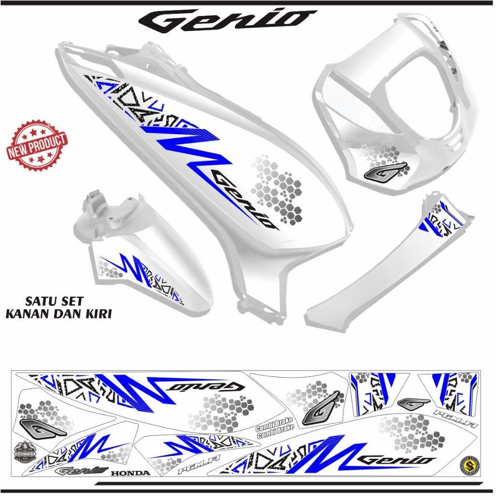STIKER MOTIF ELEGAN STRIPING VARIASI GENIO / STIKER MOTIF TERLARIS MOTOR GENIO STIKER STRIPING