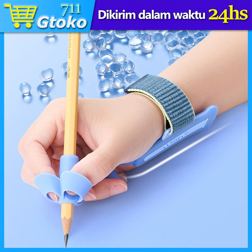 

Pensil Grip 5 Jari Wirstband Tangan Silikon Alat Bantu Anak Belajar Menulis Latihan Menulis