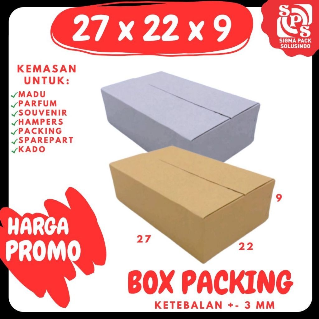 

Kardus 27x22x9 Packing A1 Karton Kotak Kemasan Olshop Sparepart Dus Souvenir Botol Kosmetik Jamu Madu MEDIAKIT