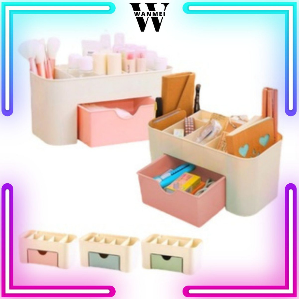 Rak Kosmetik Plastik Kotak Tempat Peyimpanan Alat Make Up ATK Perhiasan Serbaguna/Laci Kosmetik Mini