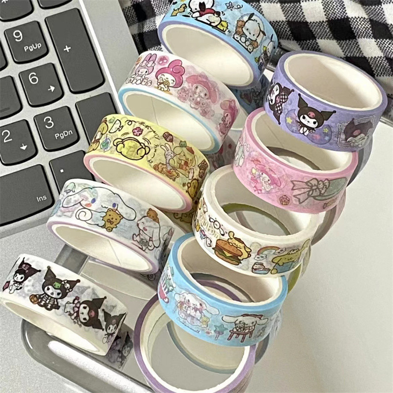 

New Sanrio Washi Tape 10/60 Rolls Hand Ledger Cartoon Cute Kuromi Material Decorative Stickers