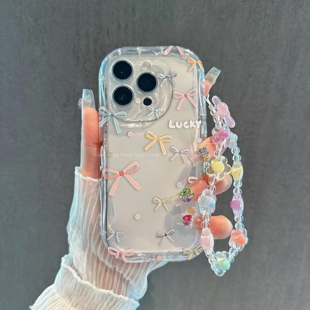 Busur multi-warna merah muda kuning ungu transparan case ponsel silikon lembut Cocok untuk model iPh