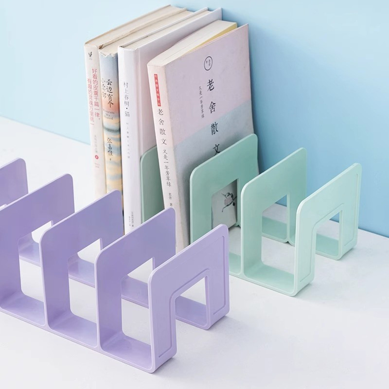 

4 Grid Bookends Desktop Decor Storage Rack Bookshelf School Stationery Office Desktop File Organizer Book Holder