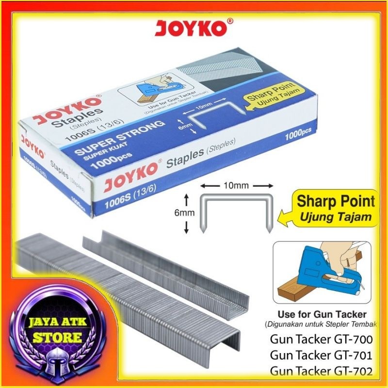 

GUN TACKER REFILL JOYKO ISI STAPLES TEMBAK 1008S (13/8) DAN 1006S (13/6) ISI STAPLES SEDANG DAN BESAR