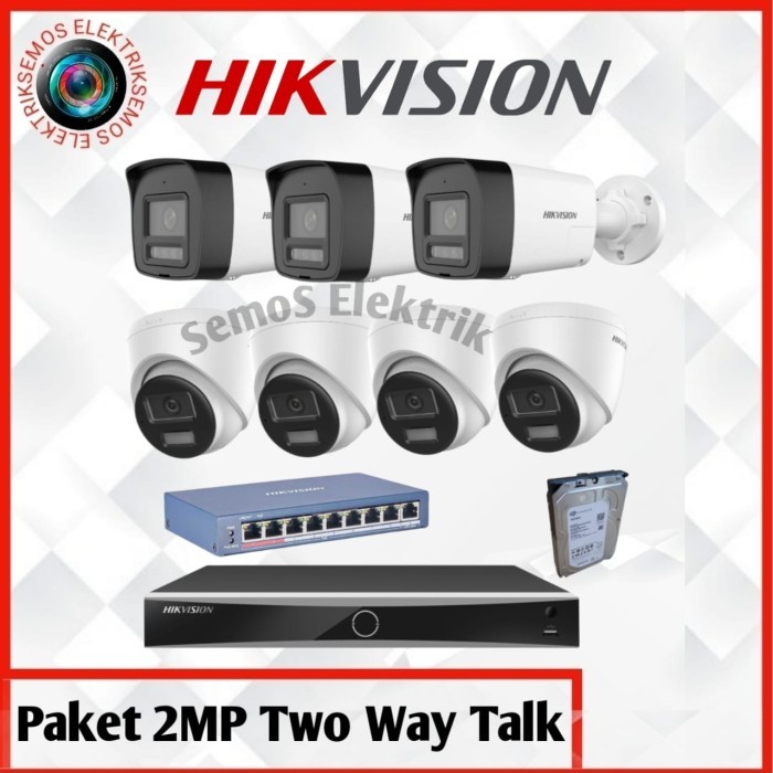 Paket Kamera Hik vision 7 Camera 2 Megapixel IP Camera PoE - Bisa Komunikasi 2 Arah