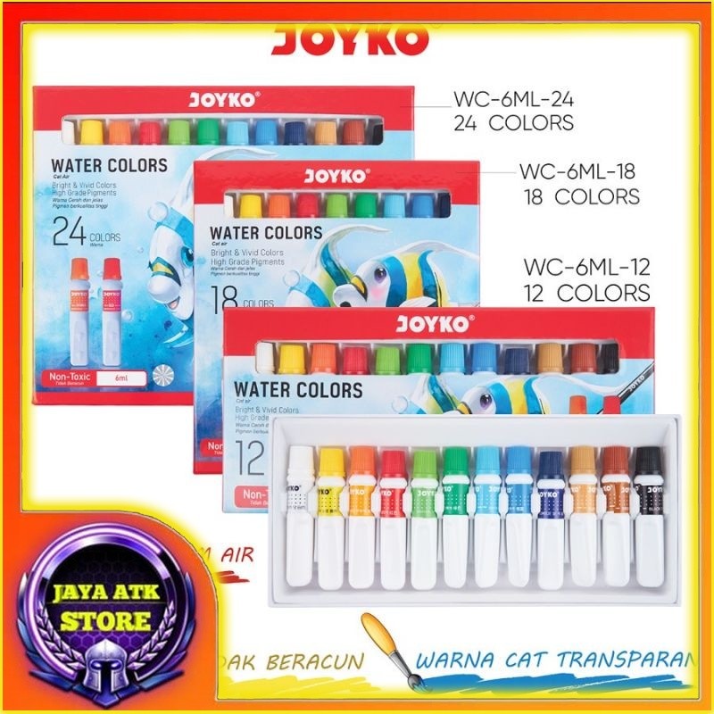 

Water Colour Set Cat Air Lukis WAC - 6 Ml Isi 12 / 18 / 24 Warna