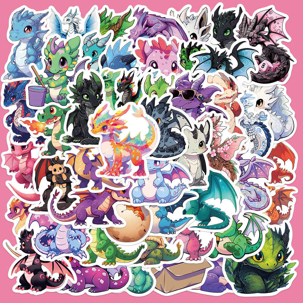 

50pcs Cartoon Dragon Series Graffiti Stickers Suitable for Helmets Desktop Wall Decoration DIY Sticker Pack Wholesale