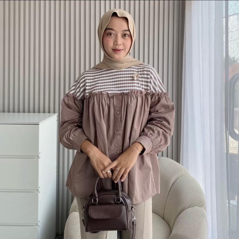 W & K - ZFS OOTD KASUAL KEMEJA WANITA ISELLA / TALIA BLOUSE / OOTD KASUAL HEM BLOUSE POLOS MODEL COM