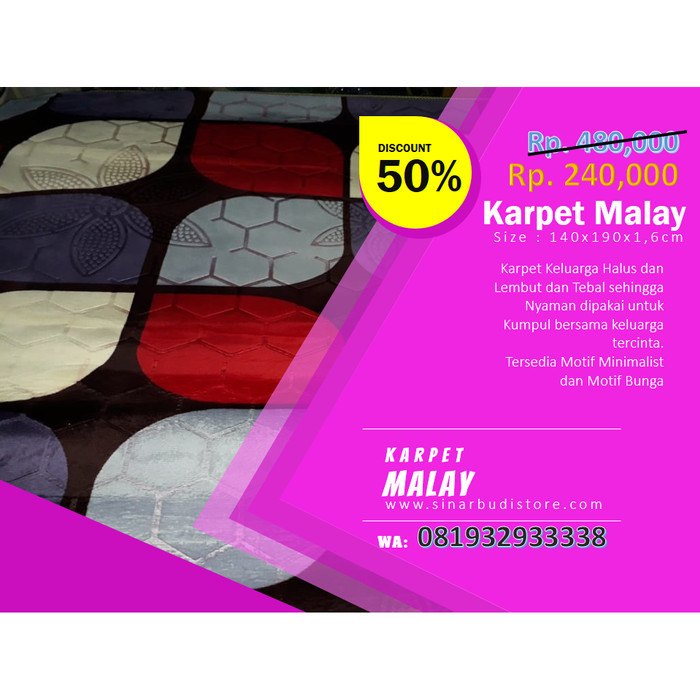 Karpet Bulu Murah / Karpet Malaysia 140x190  Tebal 16mm - bunga 1