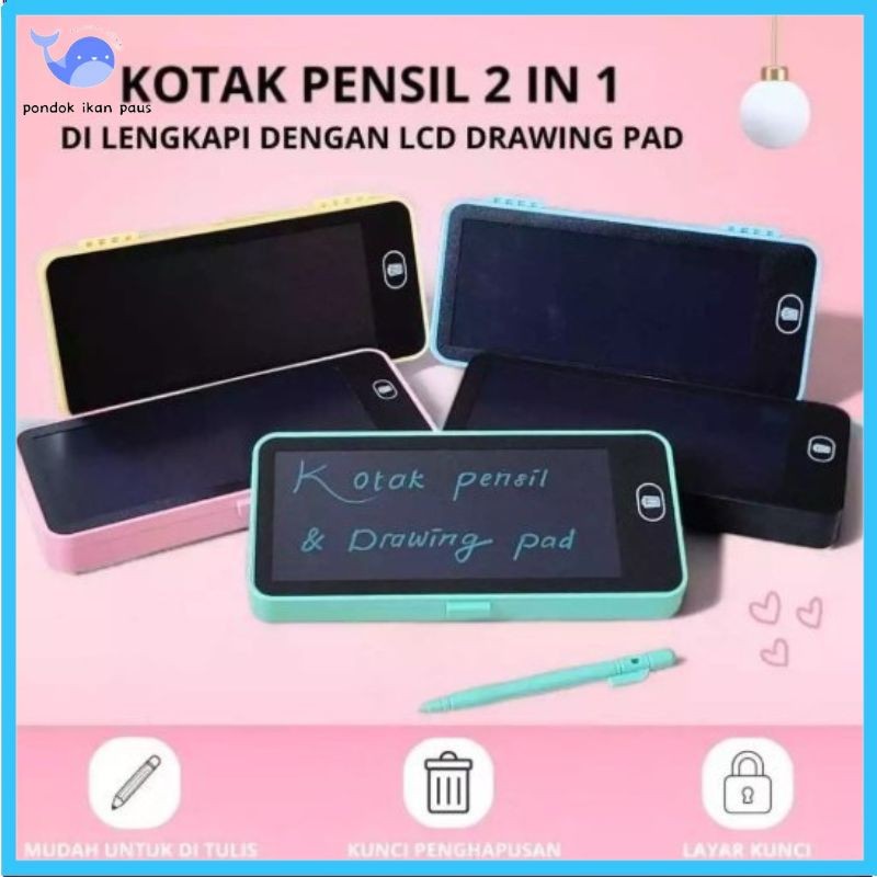 

[Pengiriman Jakarta] Kotak Pensil 2 in 1 Drawing Box Kotak Pensil Dan Papan Coret Kreatif Anak Dengan Digital Pad Edukasi