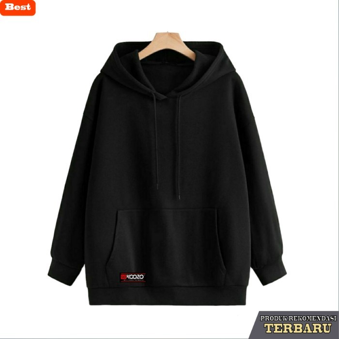 hoodie pria keren Sweater Hoodie Pria Original Koozo / Jaket Sweater hoodie - hitam polos, M