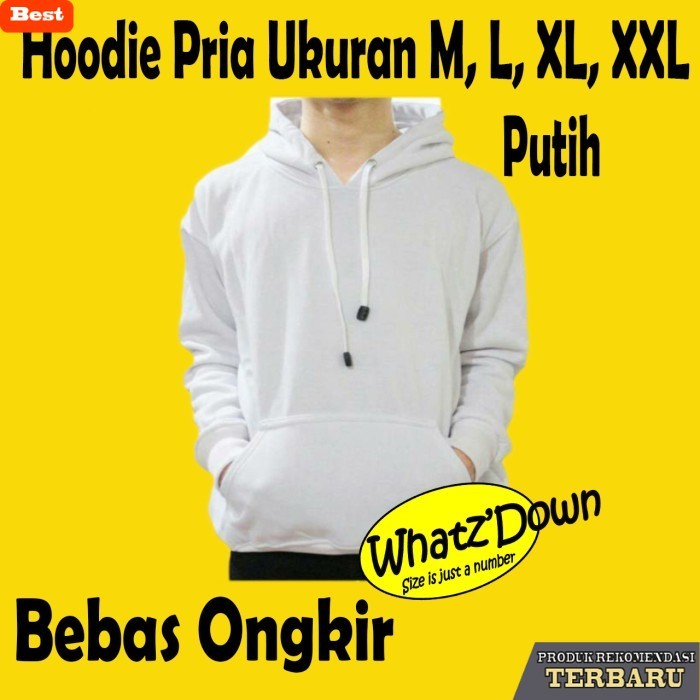 hoodie pria keren Hoodie Polos Pria Jumbo Sweater Murah Tebal Jaket Hoddie XXL - Putih, XL