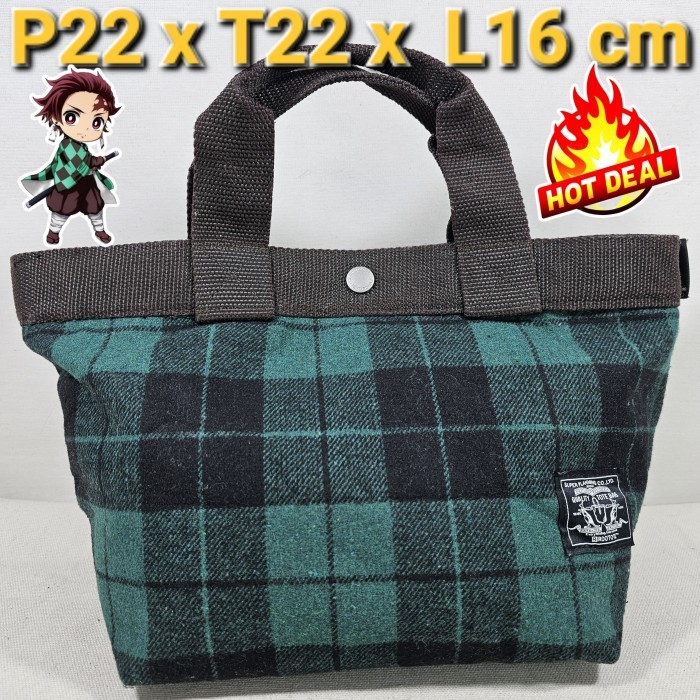 Rootote japan original tote hand bag tweed wooven scotland tanjiro patern tas jinjing