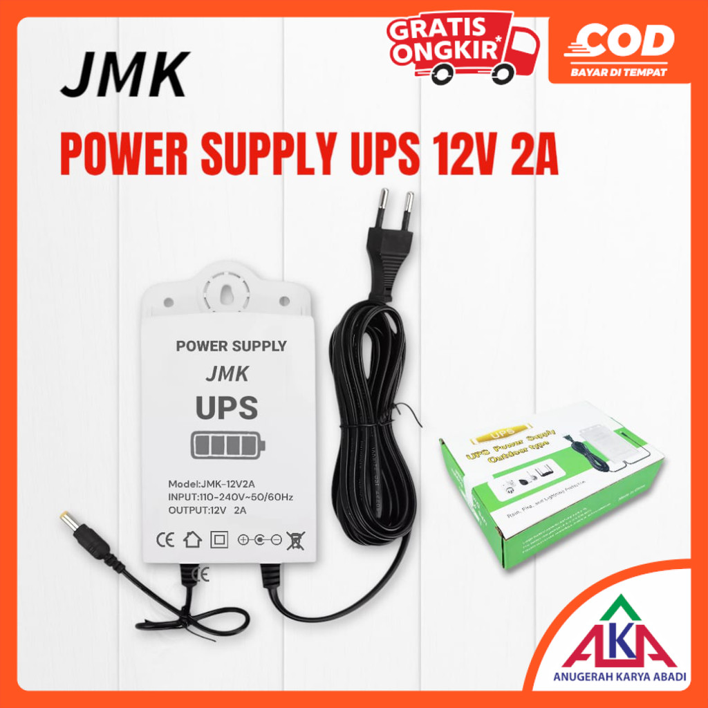 JMK UPS Mini Continous Power Supply 12V 2A 3600mAh Backup CCTV Router Modem Wifi Outdoor