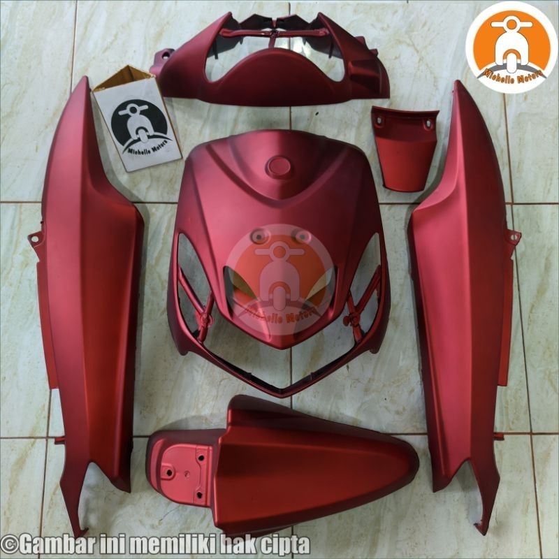 Full Set Cover Body halus Mio Smile Merah Maroon Doff / Bodi mio smile/ body mio sporty