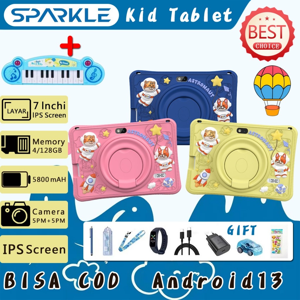 Sparkle Tablet Antiradiasi Anak S12/Tablet Belajar Anak/Tablet Android Anak /Tablet Study anak/