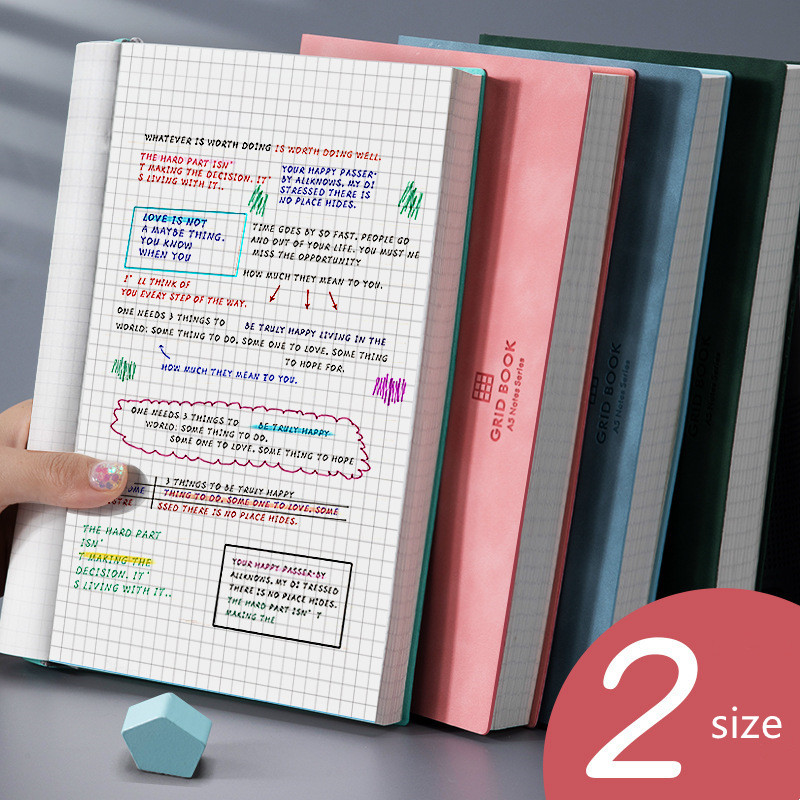 

A5/B5 Thickened Notebook 100sheets Grid Square Diary Notebooks and Journals Soft Pu Leather Sketchbook School Stationery