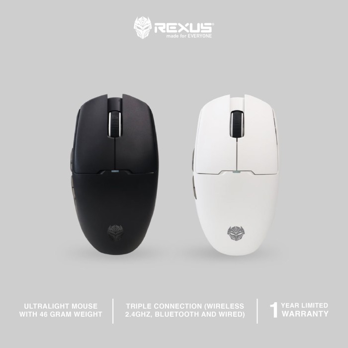 Rexus RIVA RX-120 Wireless Gaming Mouse Ringan 46g PAW3311 Triple Connection