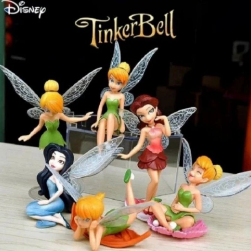 Topper Tinkerbell Set, Hiasan Kue Tinkerbell, Mainan Tinkerbell
