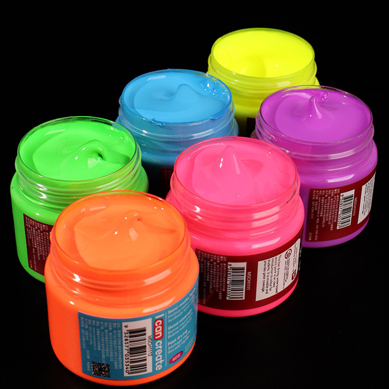 

Fluorescent Acrylic Paint,100ml/3.38oz , Non-Fading, Rich Vivid Pigments,（Not shiny） Assorted Fluorescent Colors, Fast Dry For