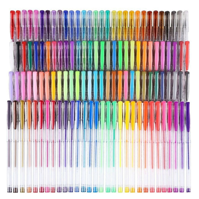

100 Colors Art Supplies Gel Pens for Adult Coloring Set Drawing Scrapbooks Glitter Neon Pastel Metallic Fine Tips Ballpoint pen