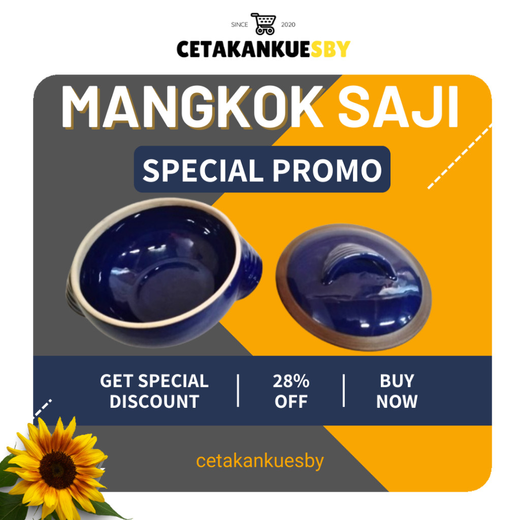 (CKS) Mangkok Keramik Jepang Tutup Besar Tahan Panas/Mangkok Saji Keramik Navy Blue With Handle