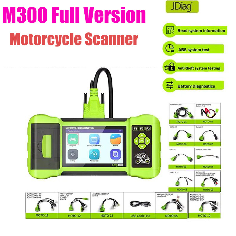 Newest JDiag M300 Full OBD2 Diagnostic Scanner Tools Clear Fault Code Print Heavy Duty Motorcycle fo
