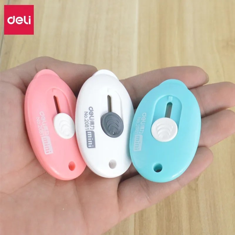 

Deli Pocket Keychain Mini Retractable Utility Knife Paper Box Cutter Letter Opener School Office Supply Stationery Outdoor Tool