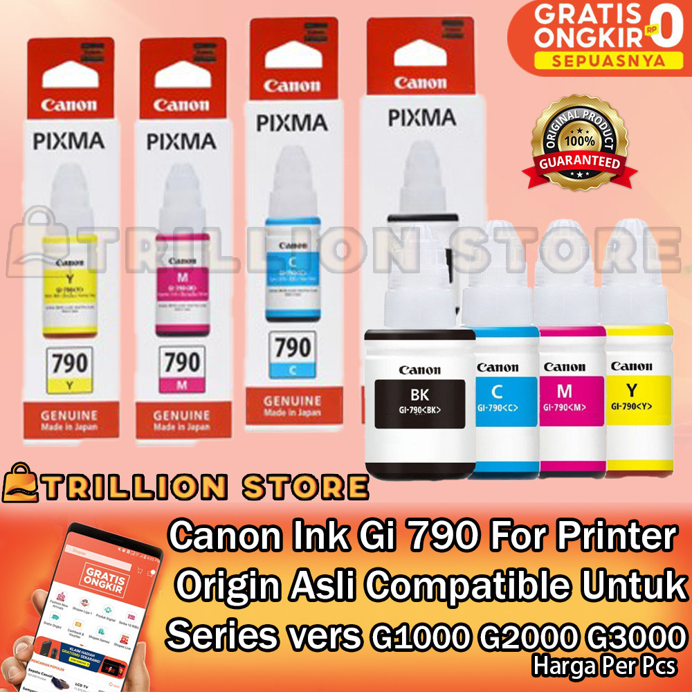 Canon Printer Tinta Gi 790 Original Ink For G1000 G2000 G3000 G4000 G1010 G2010 Per Pcs Satuan Tinta