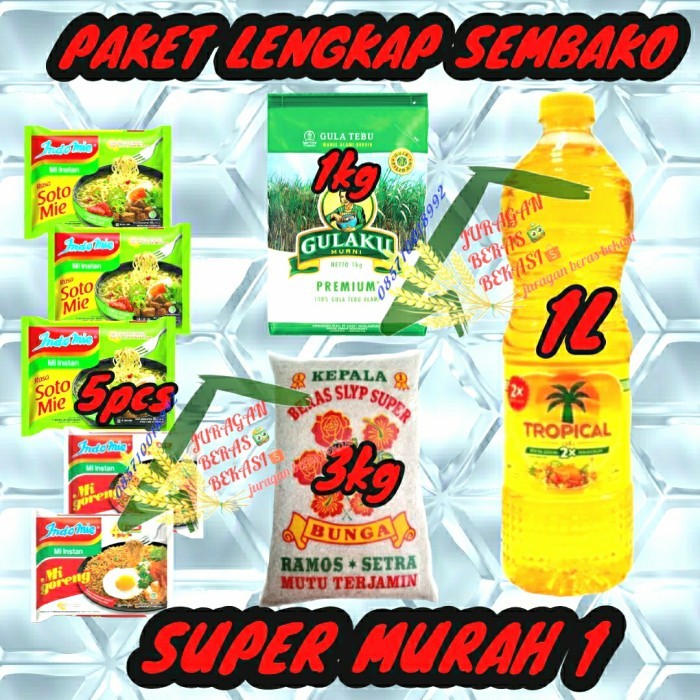 

PAKET SEMBAKO BERMERK LENGKAP SUPER MURAH 1 - beras 3L