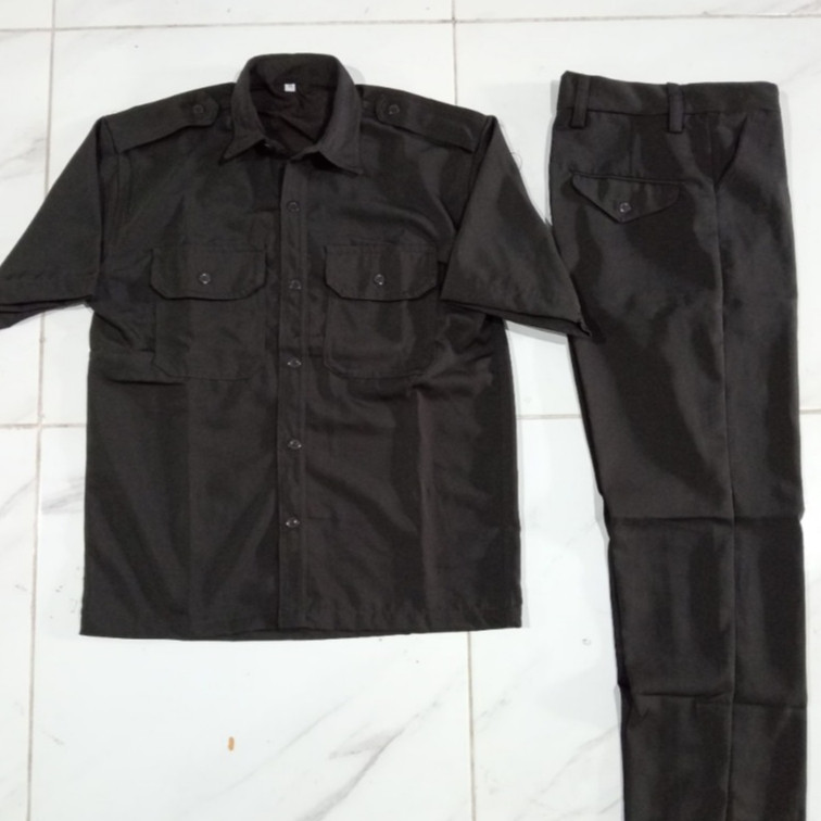 1stel Seragam Safari Security bodyguard sopir driver warna hitam/ Seragam Safari hitam coklat Satpam