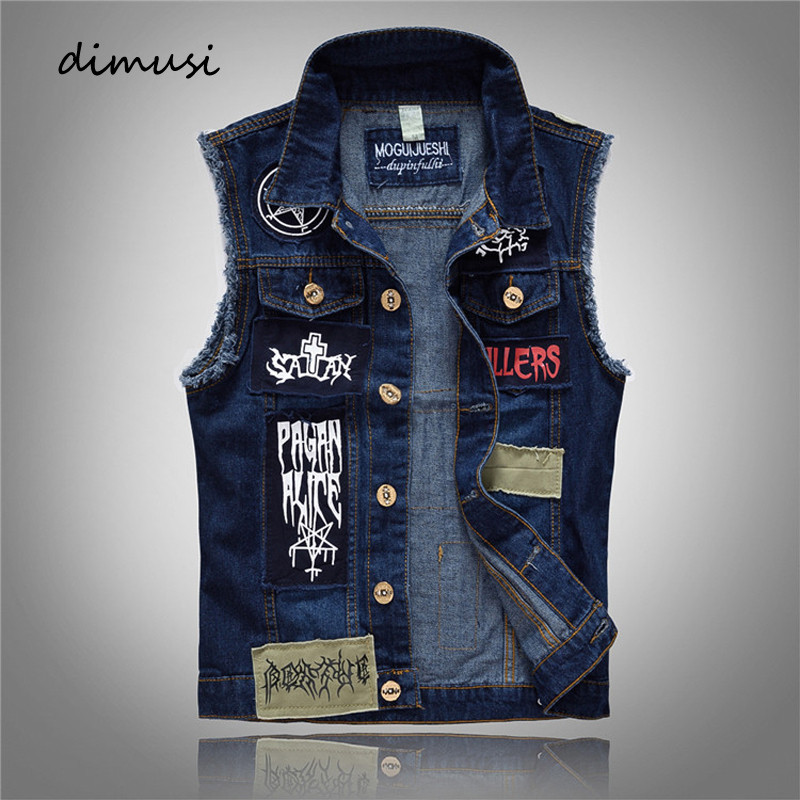 Summer Men's Lightweight Denim Vests Fashion Hip Hop Streetwear Jeans sleeveless Jacket Male Punk Pa