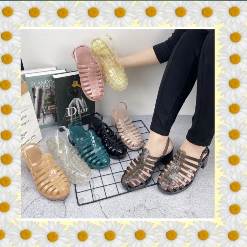 TOMOYSHOP wedges jelly gladiator/wedges jelly import/sepatu wedges wanita import/wedges transparant/