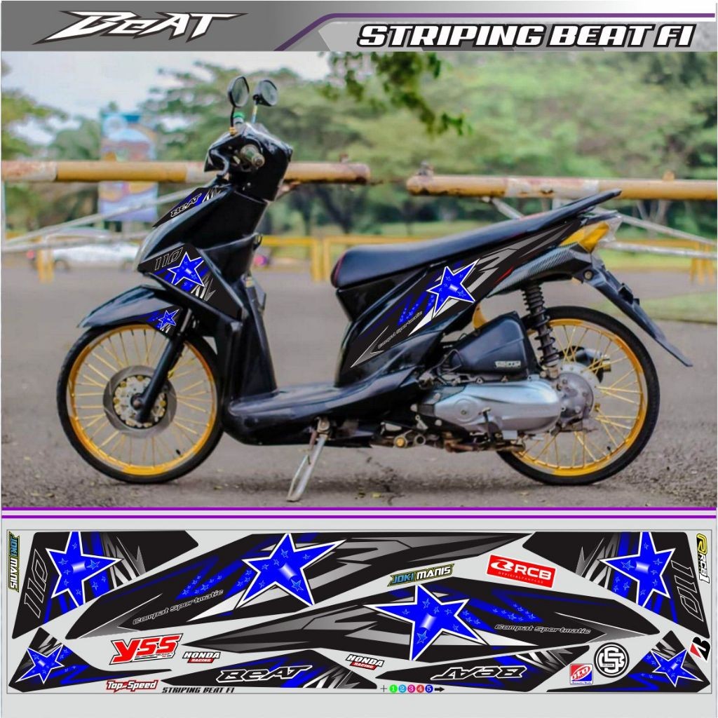 VARIASI MOTOR STIKER STRIPING MOTOR BEAT FI 2013 / 2015 VARIASI STRIPING BEAT FI STICKER
