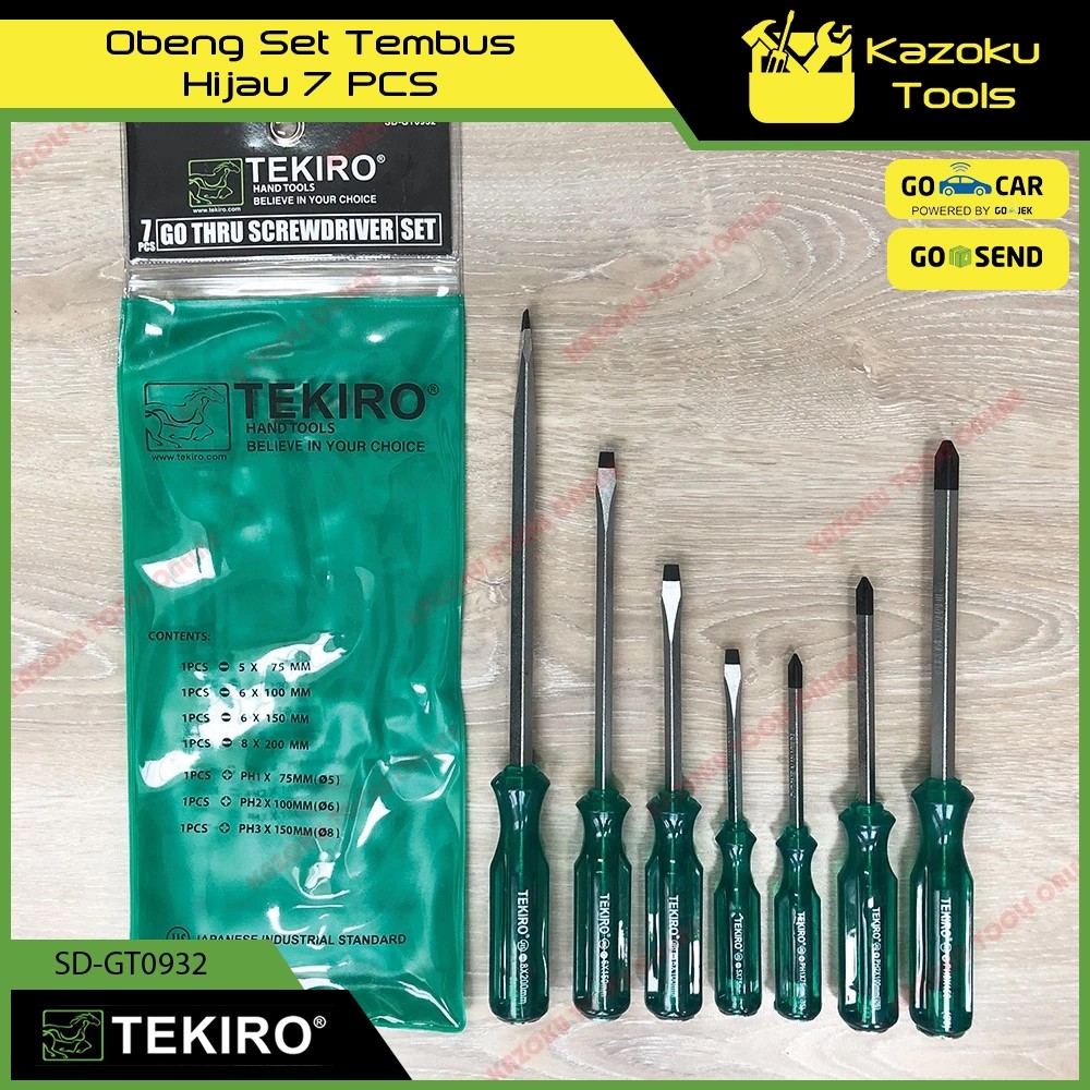 Obeng Set 7 PCS (Tembus Hijau) - SD-GT0932 - TEKIRO