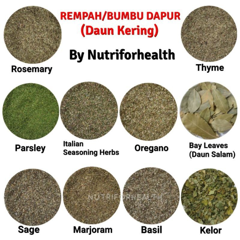 

Promo terlaris REMPAH DAUN KERING PARSLEY / OREGANO / THYME / ROSEMARY / ITALIAN SEASONING / BASIL / SAGE / SALAM termurah