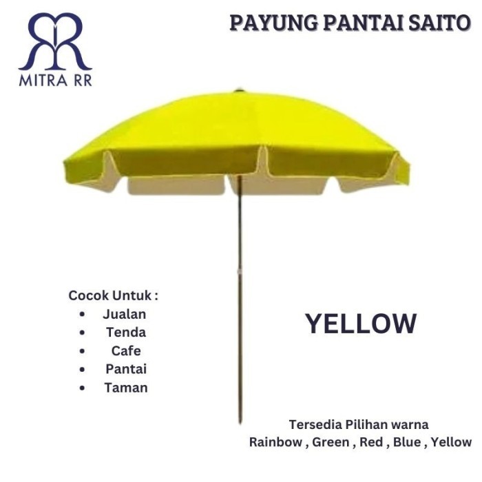 Payung Pantai Saito Polos 200 cm | Payung an Cafe Tenda Jualan Dagang Parasol - Free Packing Bubble 