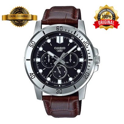 Original Jam Tangan Pria Kulit Garansi Resmi Chrono Analog Casio MTP VD300L V300GL VD200GL CS01