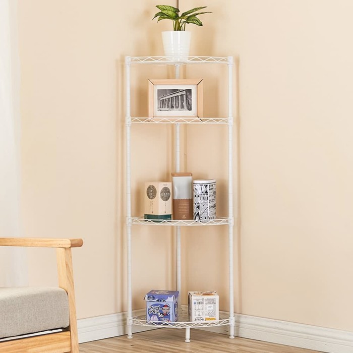 Rak Besi Sudut Serbaguna KRISBOW 4 Tingkat Rak Sudut Minimalis